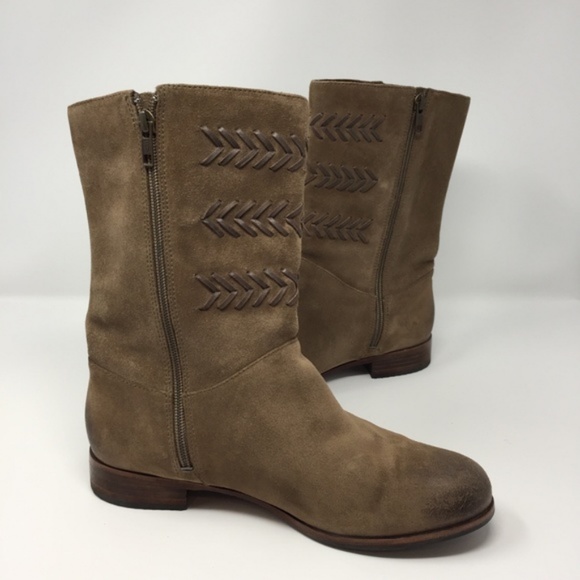 UGG Leather Mid-calf Boho Ranch Boots Suede w detail LIKE NEW! Size 9 - Picture 5 of 9